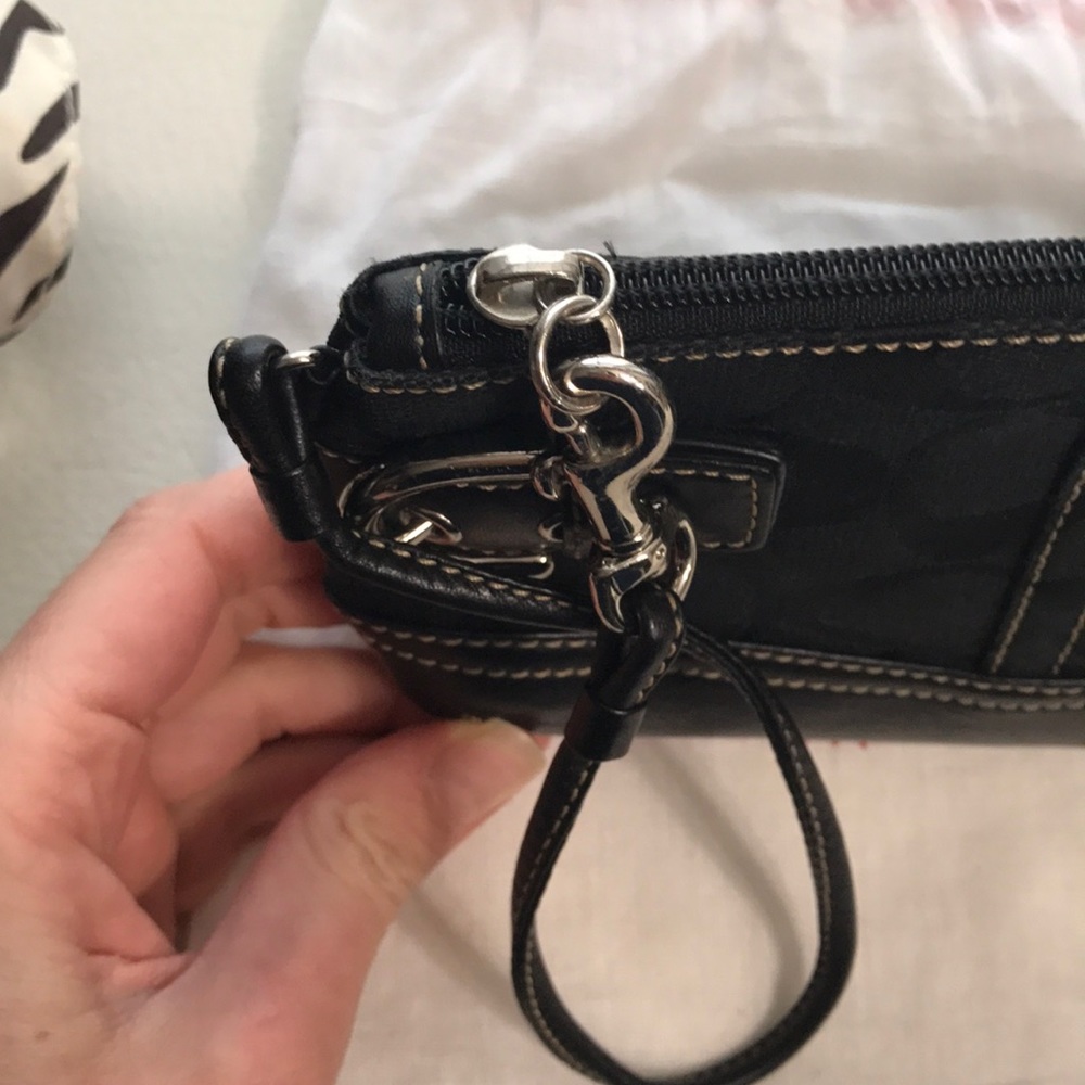 Coach Black Leather and Canvas Wristlet Clutch - Picture 3 of 5